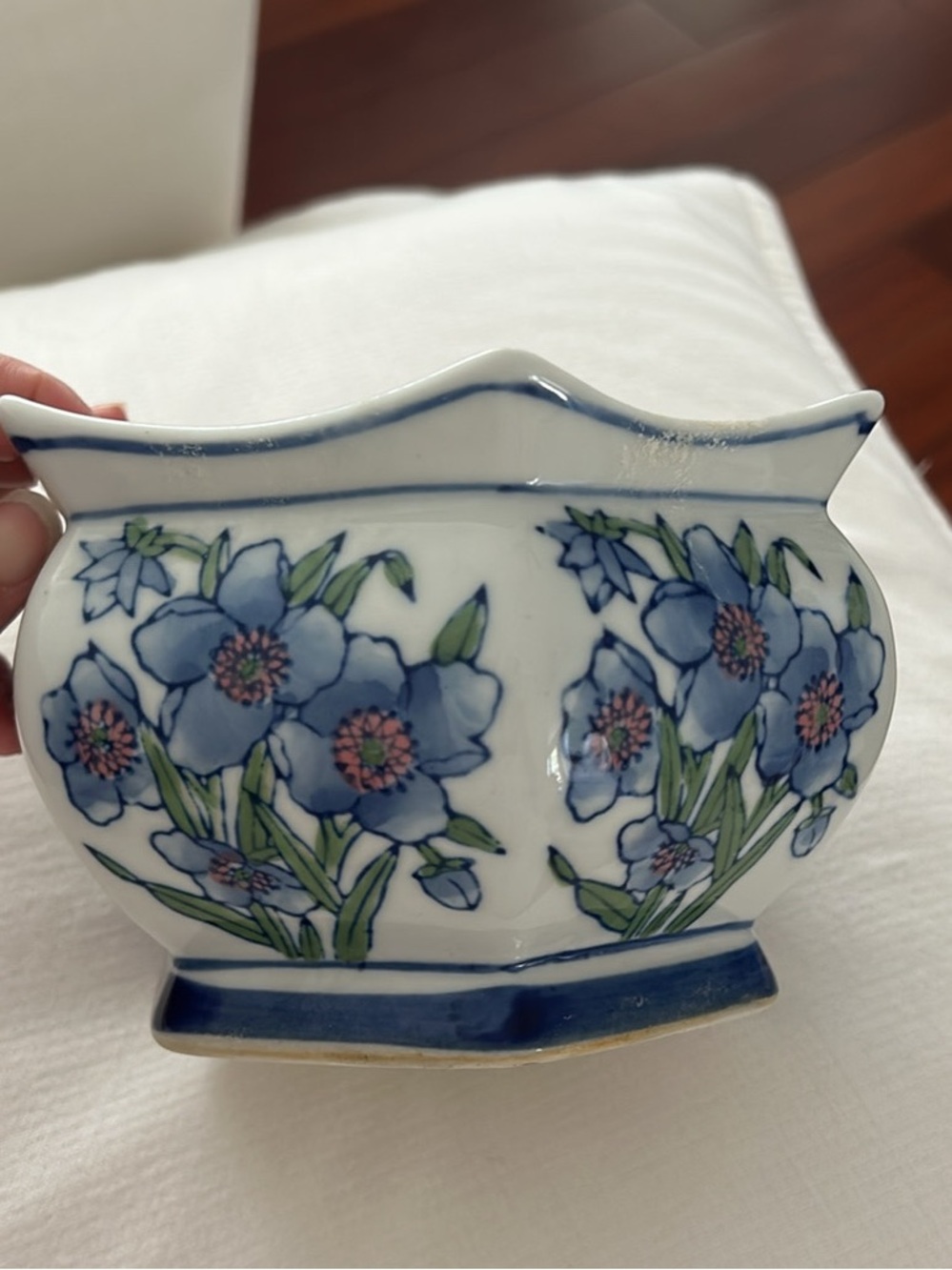 Vintage Ceramic Chinoiserie Cachepot Plant Planter Pot